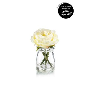 Veštačka Ruža Žuta U Staklenoj Vazi - 11 cm