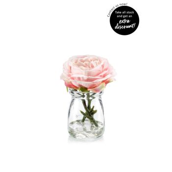 Veštačka Ruža Narandžasta U Staklenoj Vazi - 11 cm